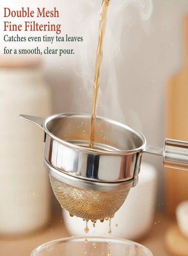 Unify 2 Pieces Stainless Steel Tea & Coffee Strainer | Fine Mesh Chhalni for Milk, Spices & Kitchen Use | Rust-Proof, Durable & Easy-to-Clean - Silver - Image 4